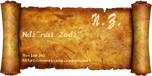 Nánai Zoé névjegykártya